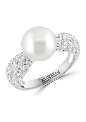 Effy White Topaz And Freshwater Pearl Ring In Sterling Silver