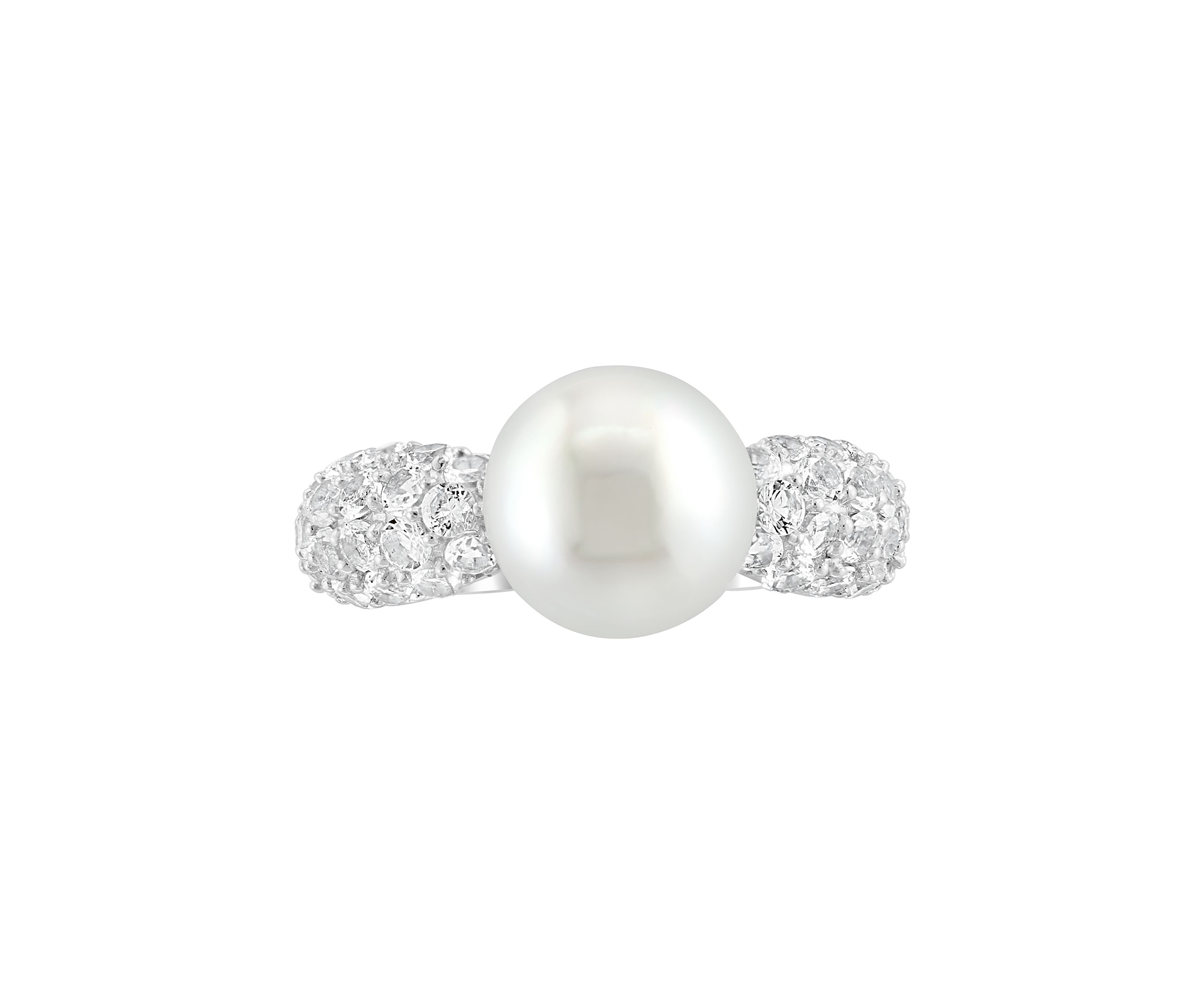White Topaz and Freshwater Pearl Ring in Sterling Silver