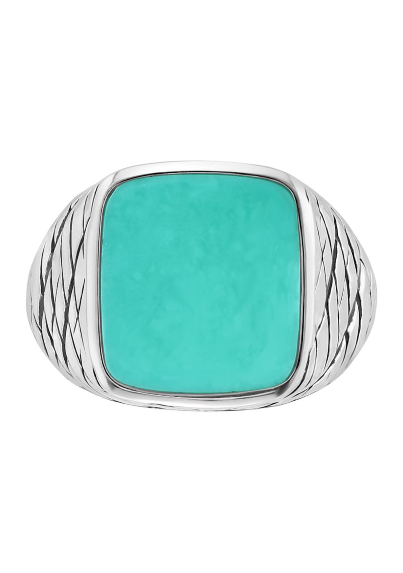 Mens Turquoise Ring in Sterling Silver