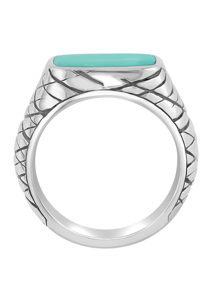 Mens Turquoise Ring in Sterling Silver