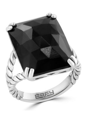 Effy Onyx Cable Ring In Sterling Silver