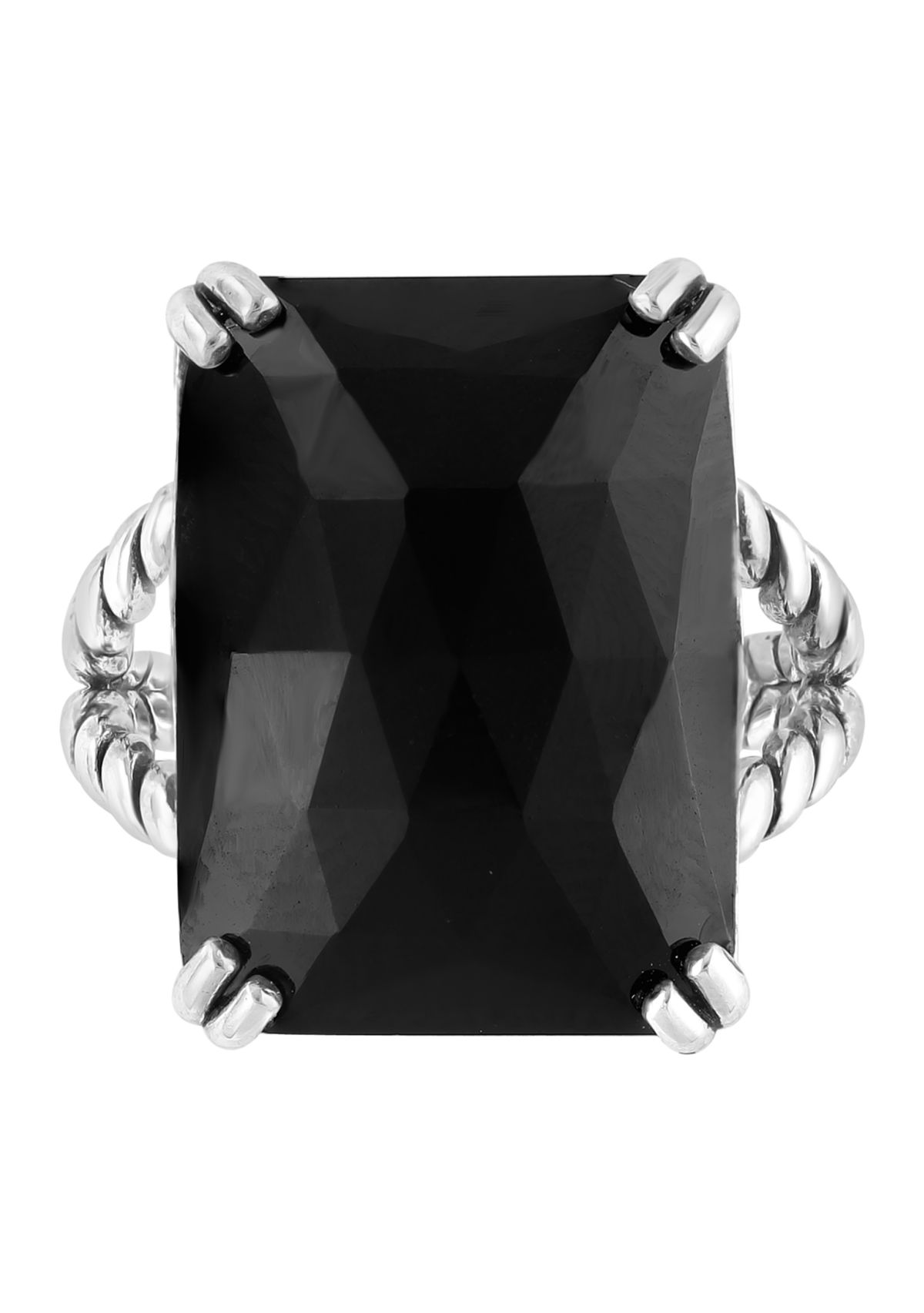 Onyx Cable Ring in Sterling Silver