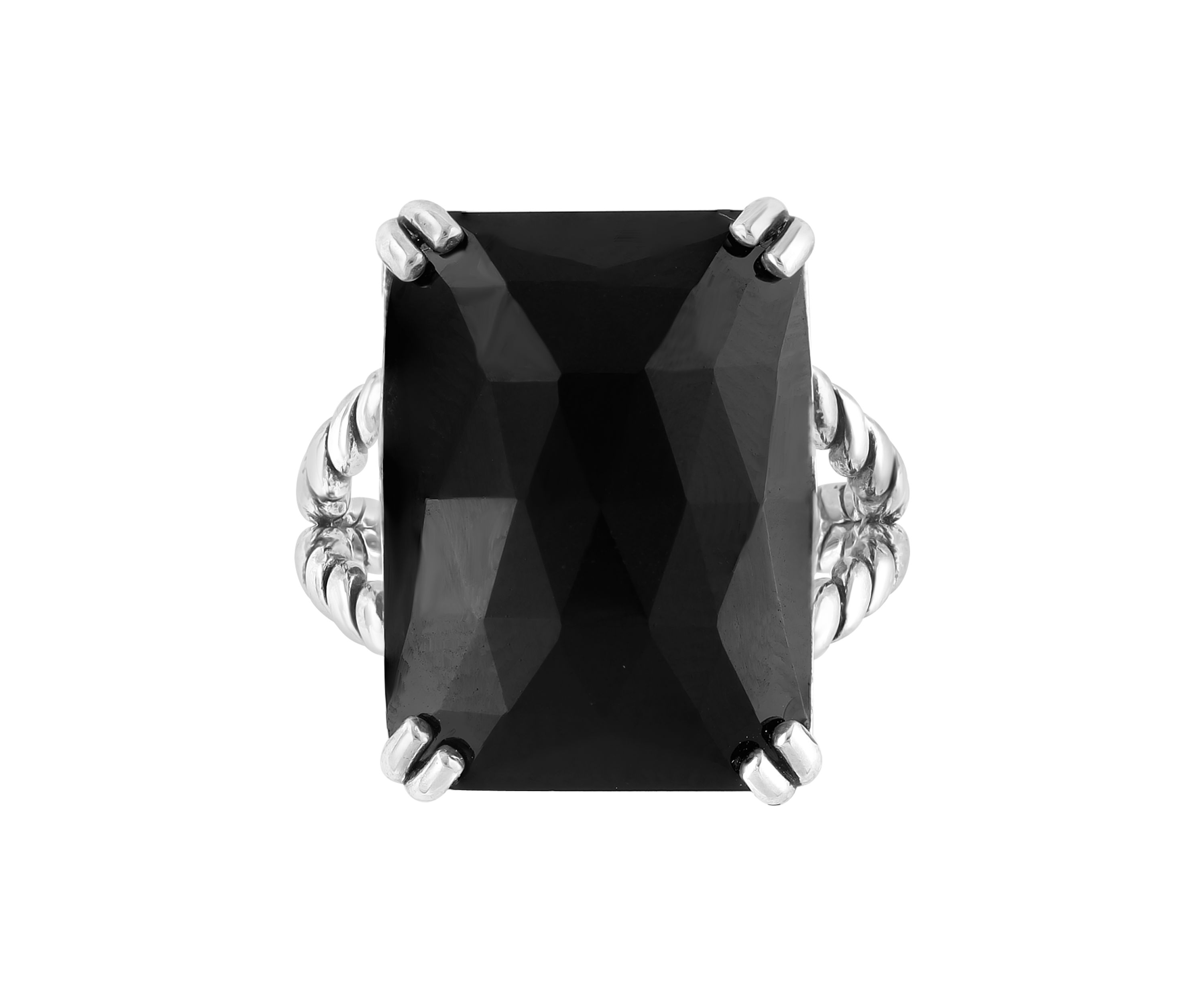 Onyx Cable Ring in Sterling Silver