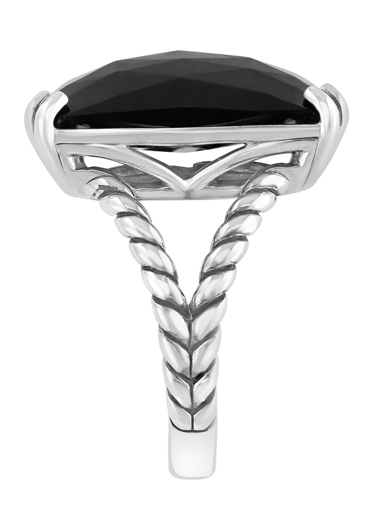 Onyx Cable Ring in Sterling Silver