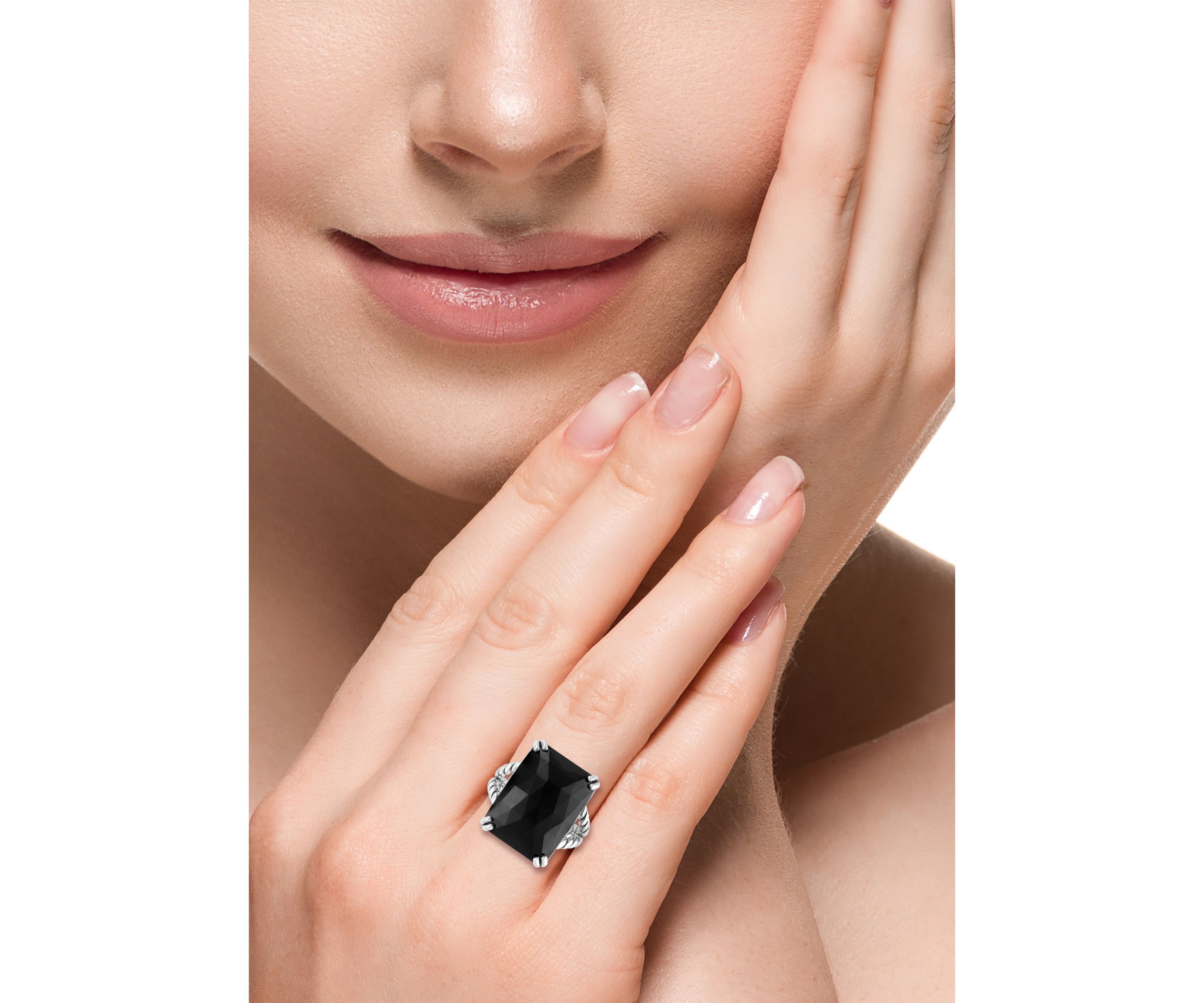 Onyx Cable Ring in Sterling Silver