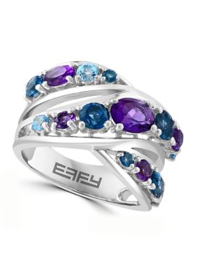 Effy Amethyst, Blue Topaz And London Blue Topaz Ring In Sterling Silver