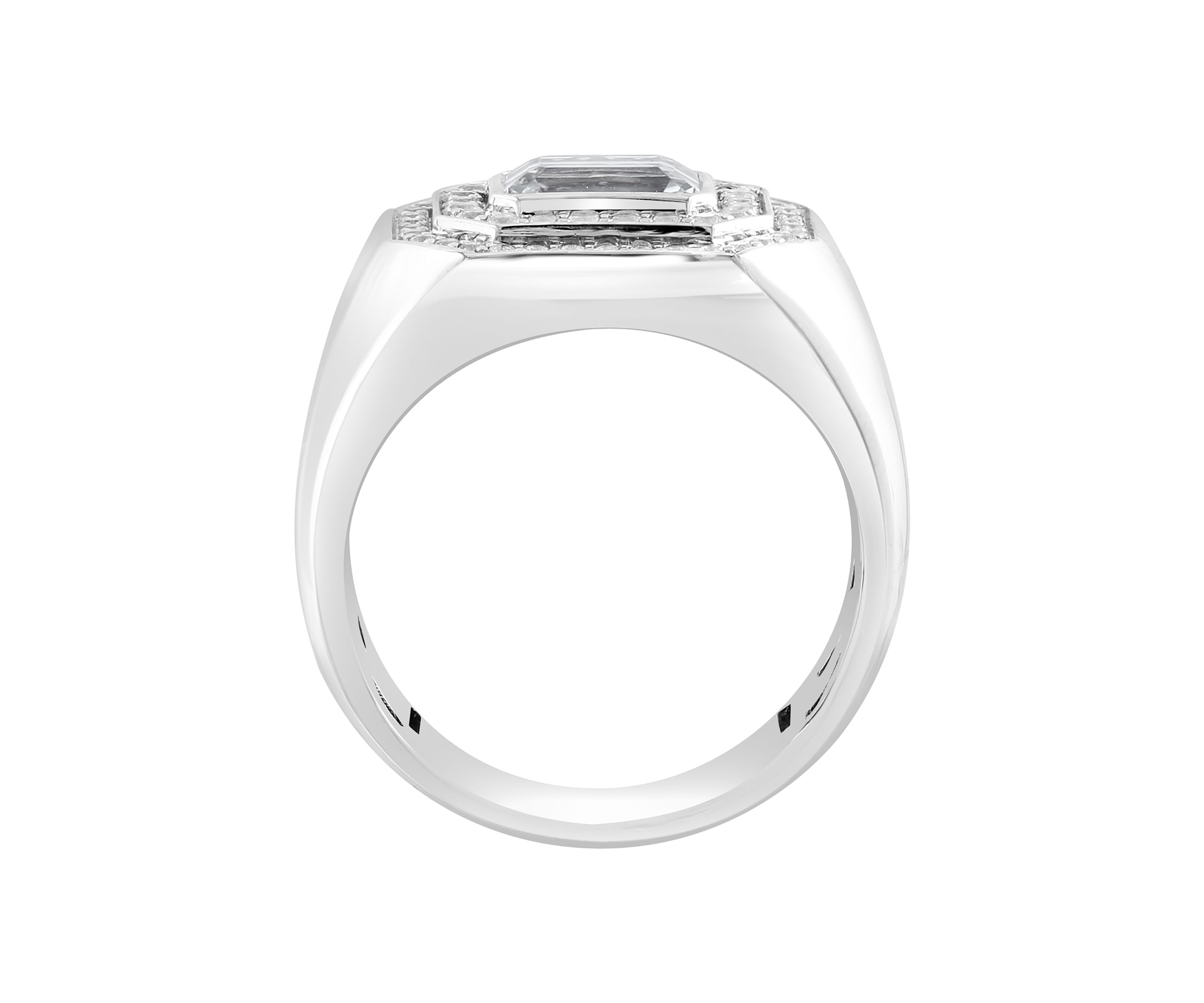 Mens White Topaz Ring in Sterling Silver 