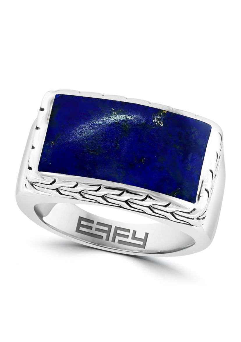 Mens Lapis Lazuli  Ring in Sterling Silver 
