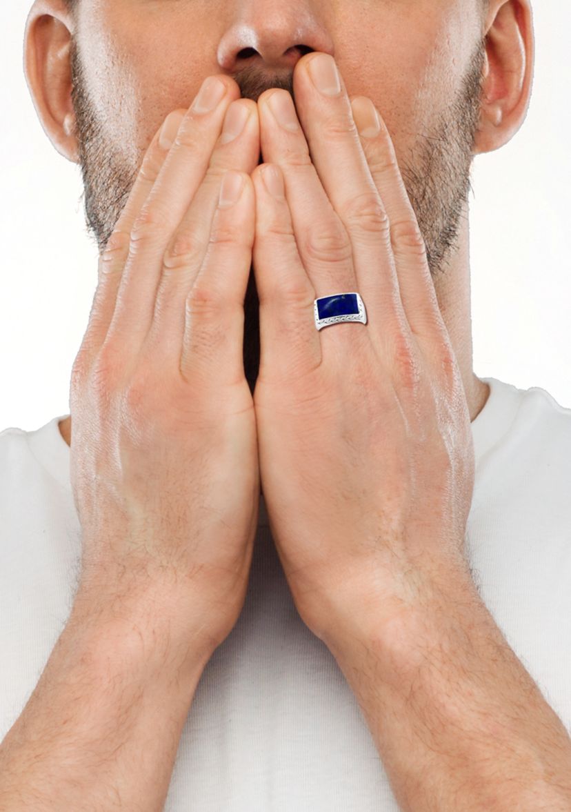Mens Lapis Lazuli  Ring in Sterling Silver 