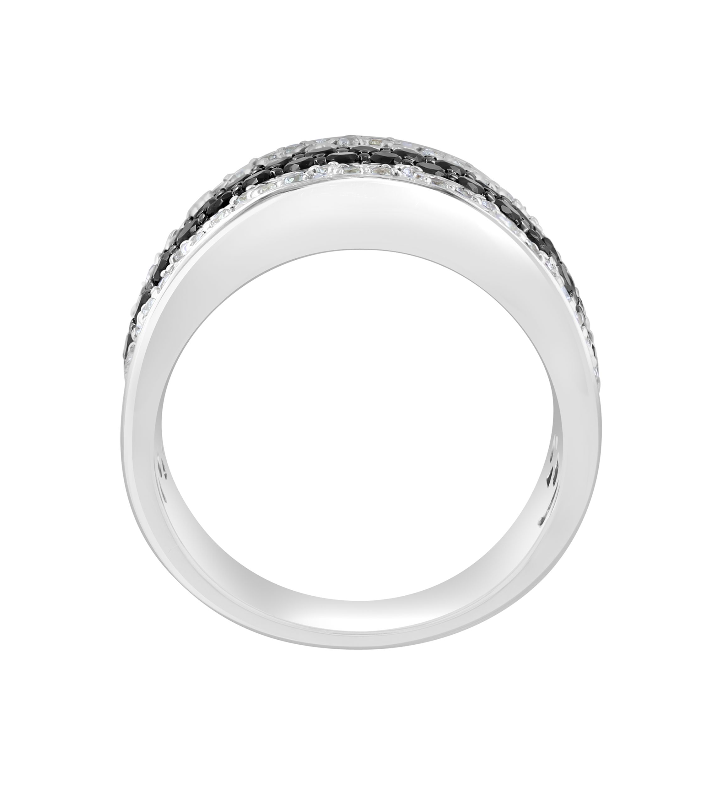 Mens White Topaz, Black Spinel Ring in Sterling Silver 