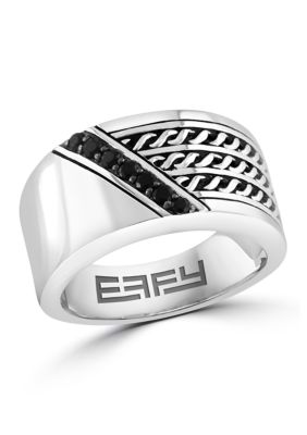 Effy Men's Sterling Silver Black Spinel Ring, 10