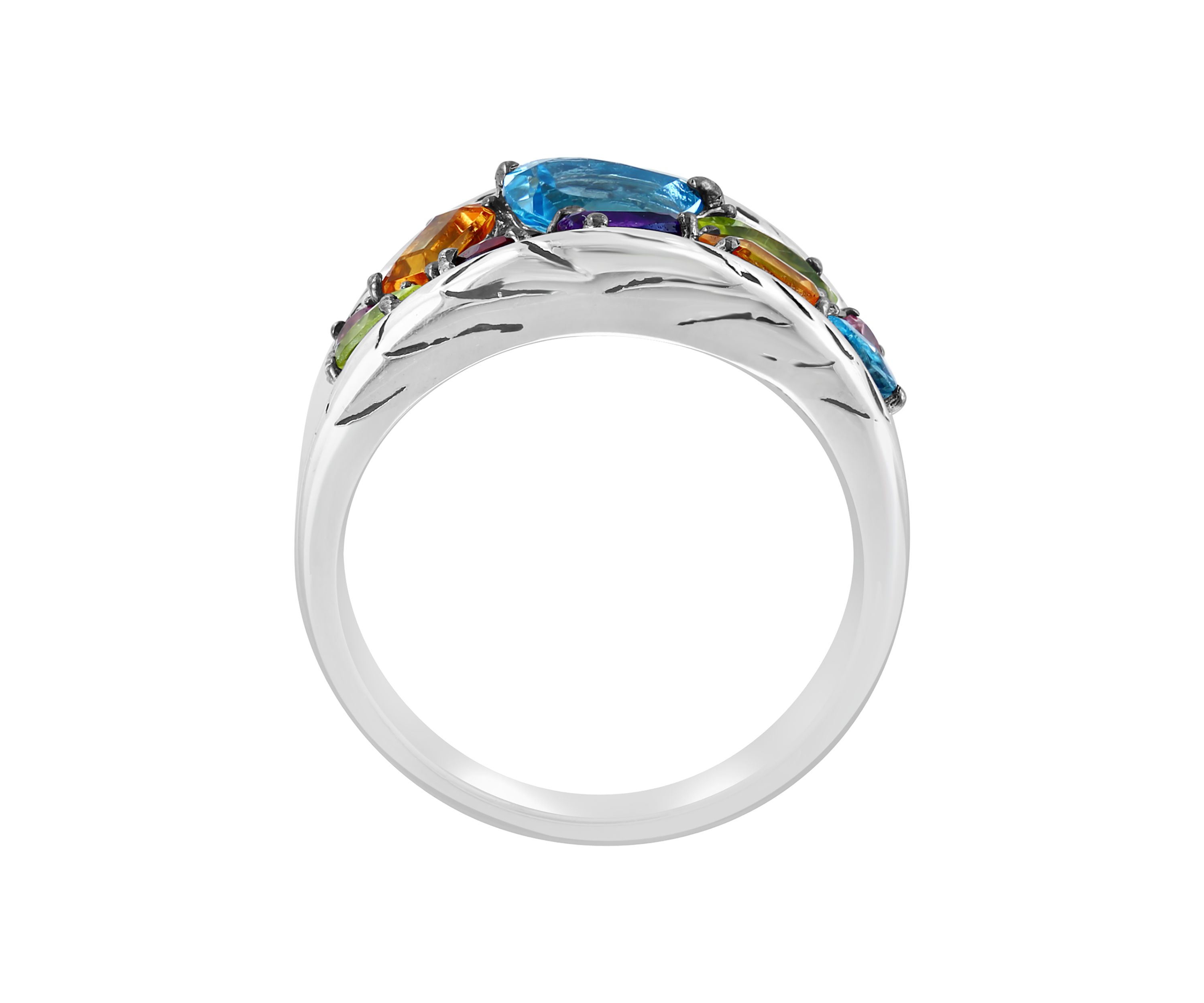 Amethyst, Blue Topaz, Citrine, Garnet, Pink Tourmaline, and Peridot Ring in Sterling Silver