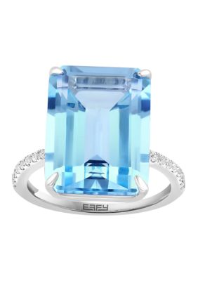 Effy Sky Blue Topaz and White Sapphire Ring in Sterling Silver, 7