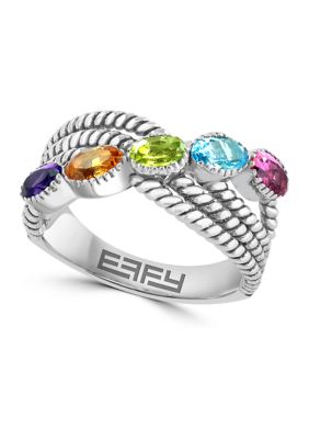 Effy Amethyst, Blue Topaz, Citrine, Pink Tourmaline, And Peridot Ring In Sterling Silver, 7 -  0617892815003