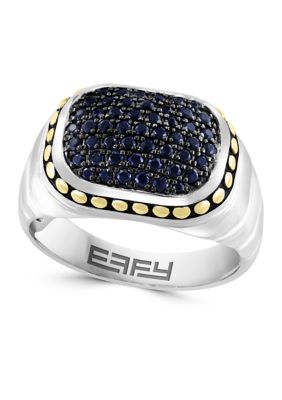 Effy Sterling Silver Black Sapphire Men's Ring
