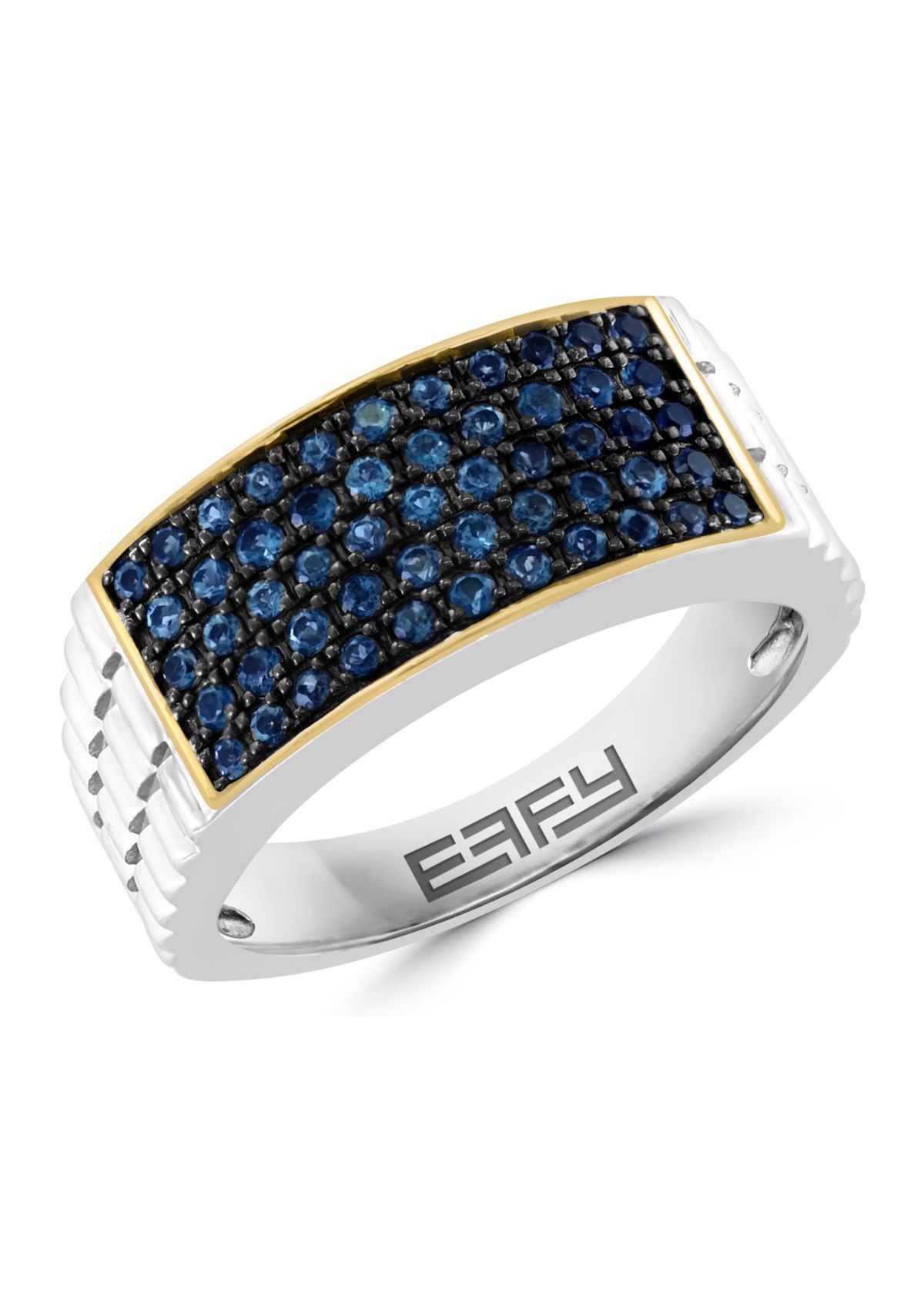 Mens Blue Topaz Ring in Sterling Silver