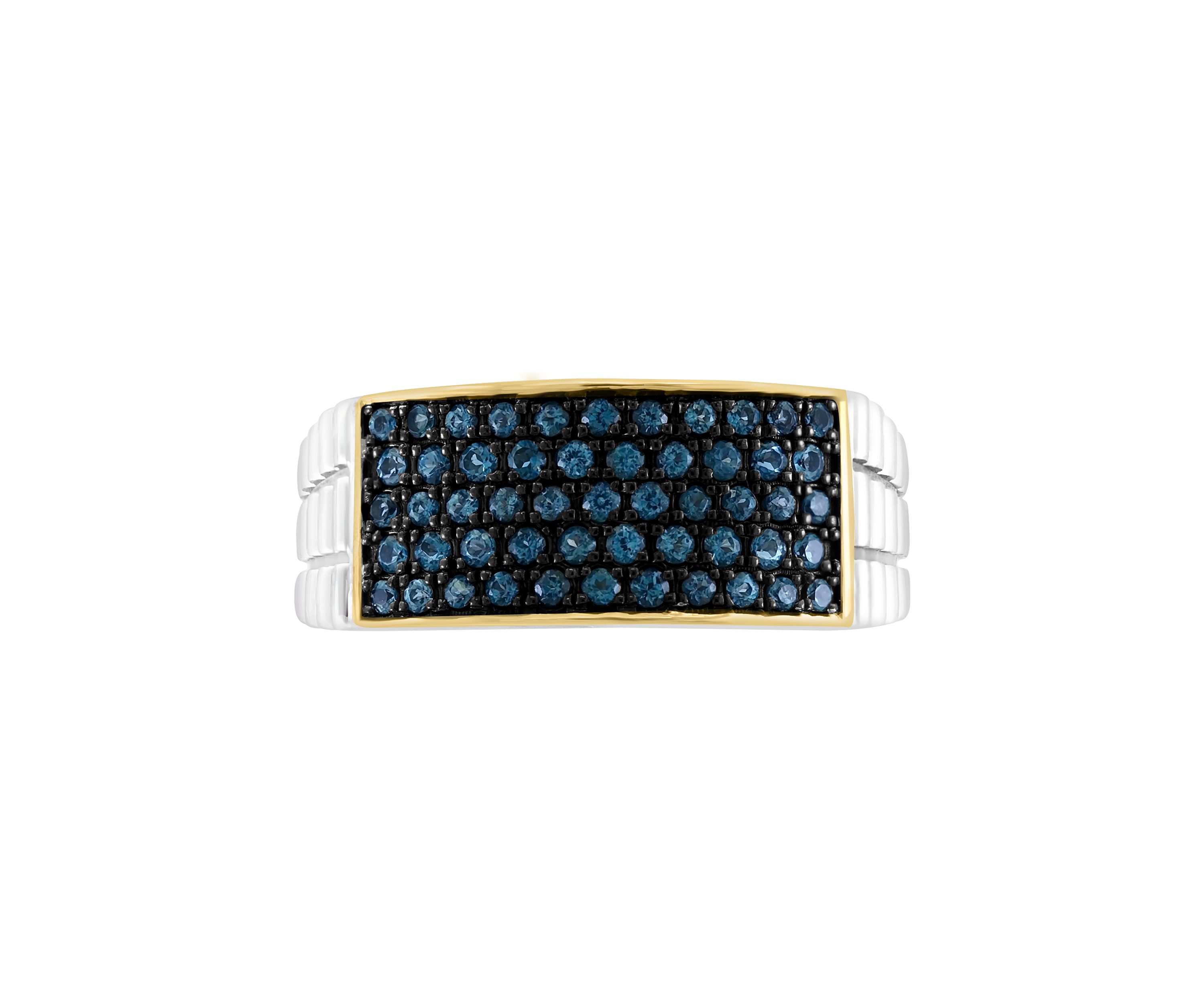 Mens Blue Topaz Ring in Sterling Silver