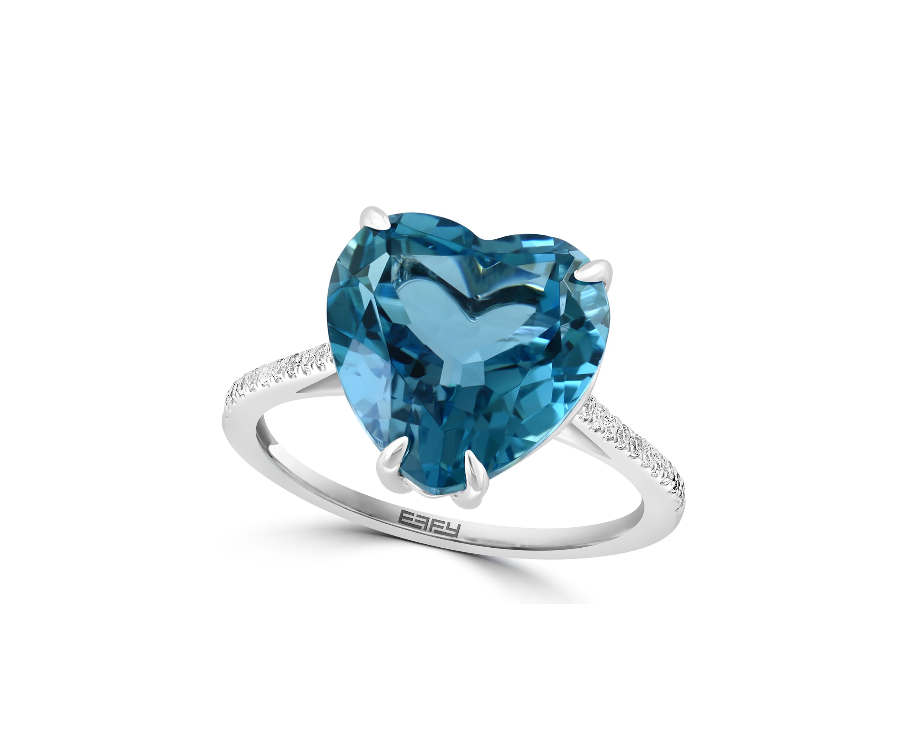 Blue Topaz and White Sapphire Heart Ring in Sterling Silver