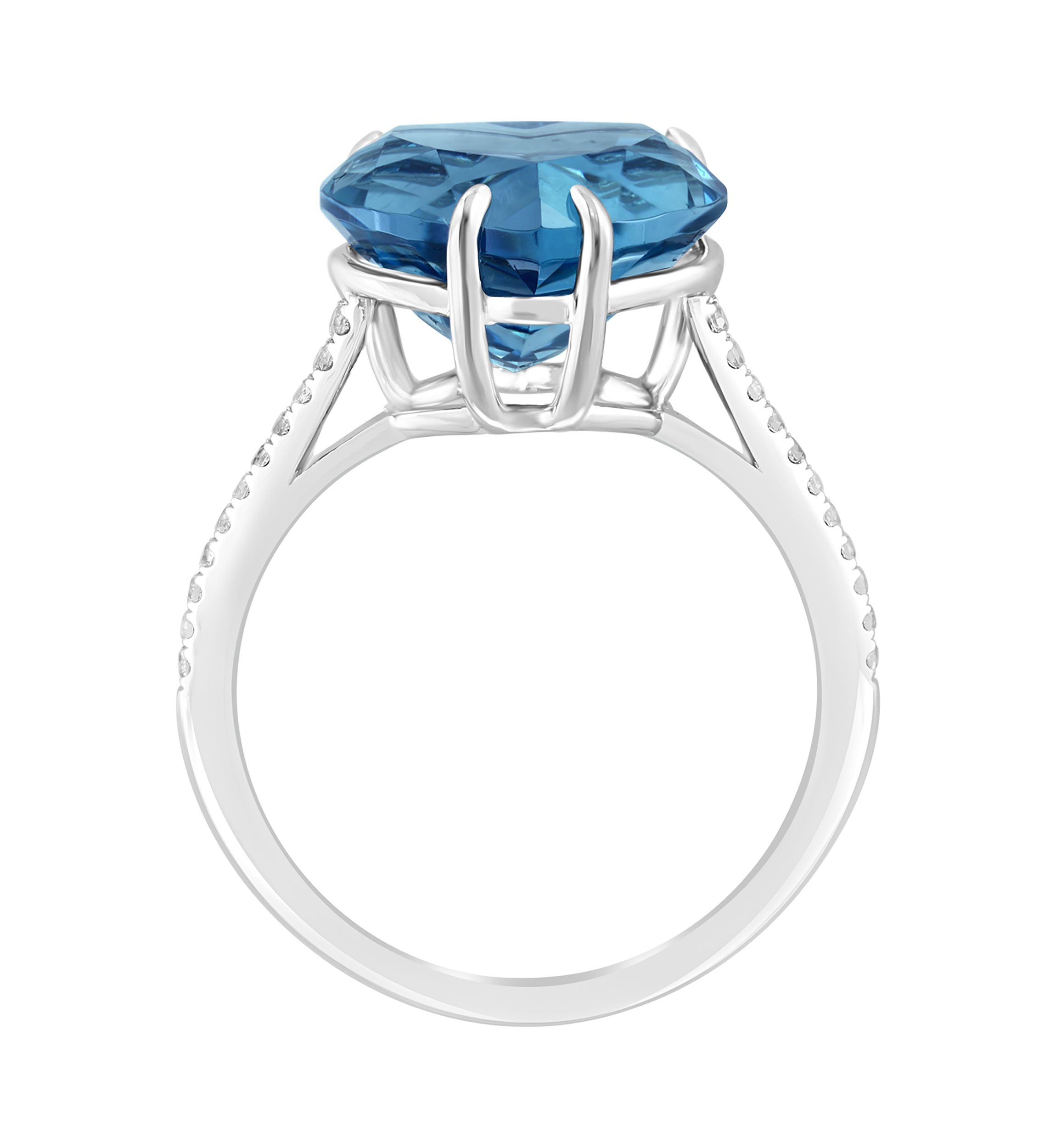 Blue Topaz and White Sapphire Heart Ring in Sterling Silver