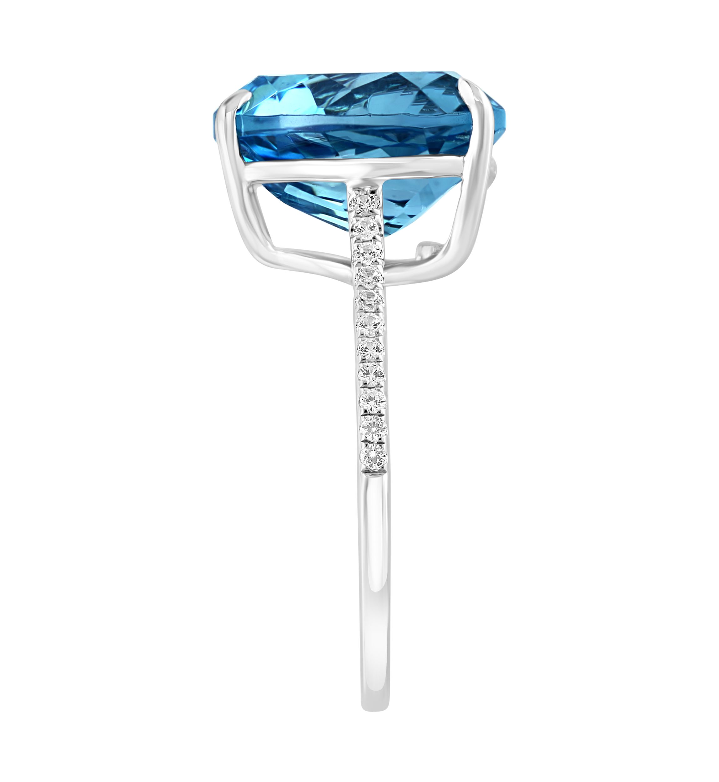 Blue Topaz and White Sapphire Heart Ring in Sterling Silver