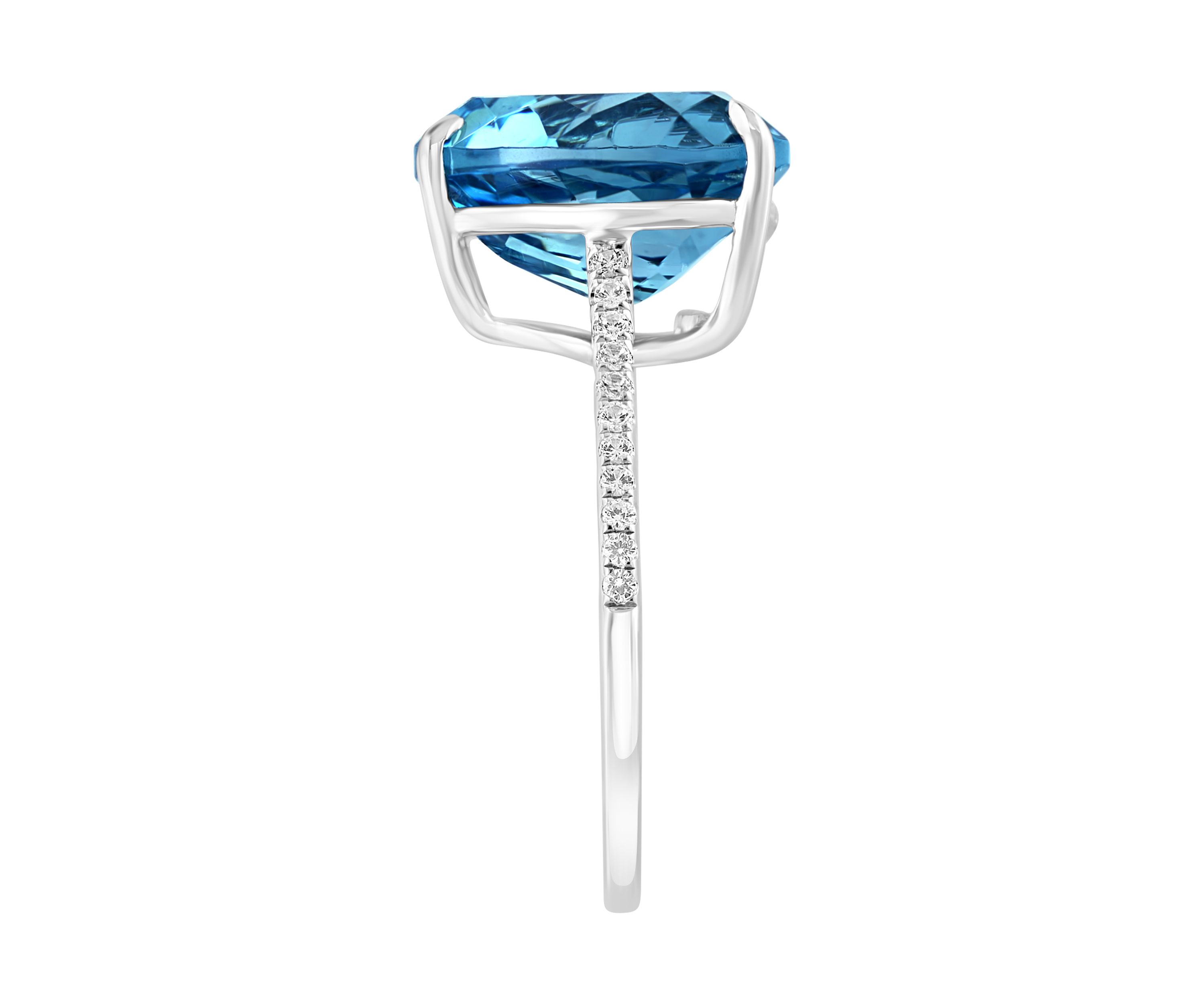 Blue Topaz and White Sapphire Heart Ring in Sterling Silver