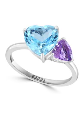 Effy Sterling Silver Pink Amethyst And Blue Topaz Ring