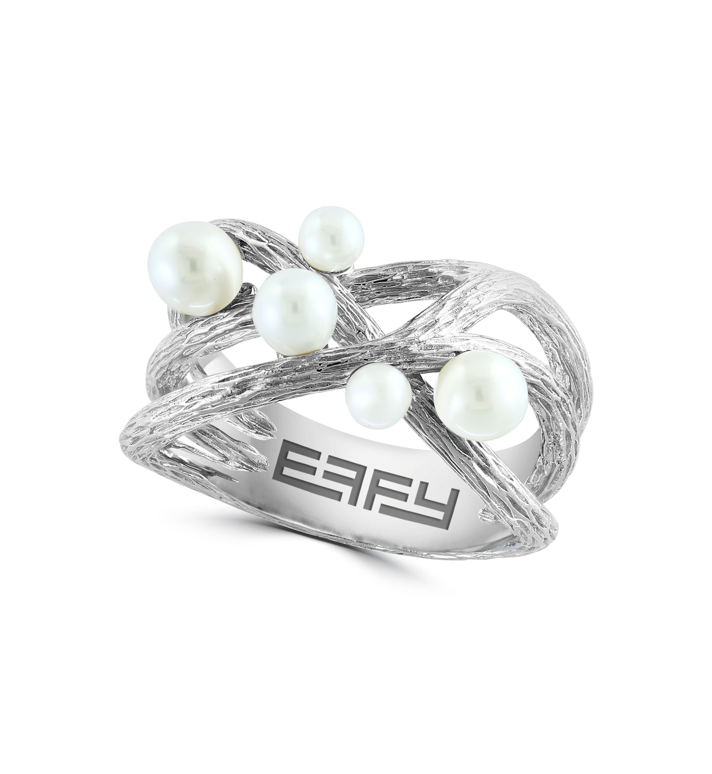 Freshwater Interlock Pearl Ring in Sterling Silver