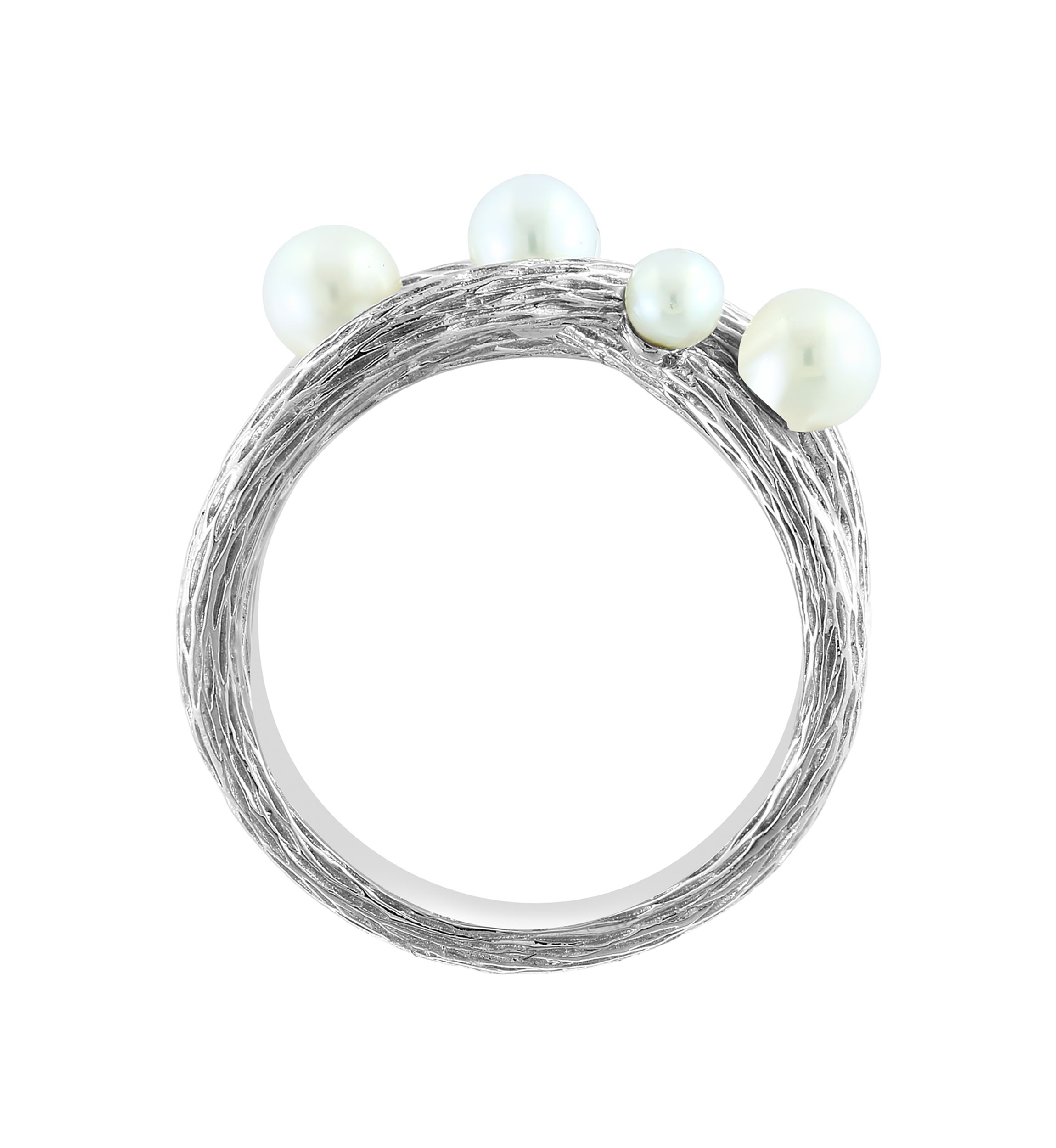 Freshwater Interlock Pearl Ring in Sterling Silver