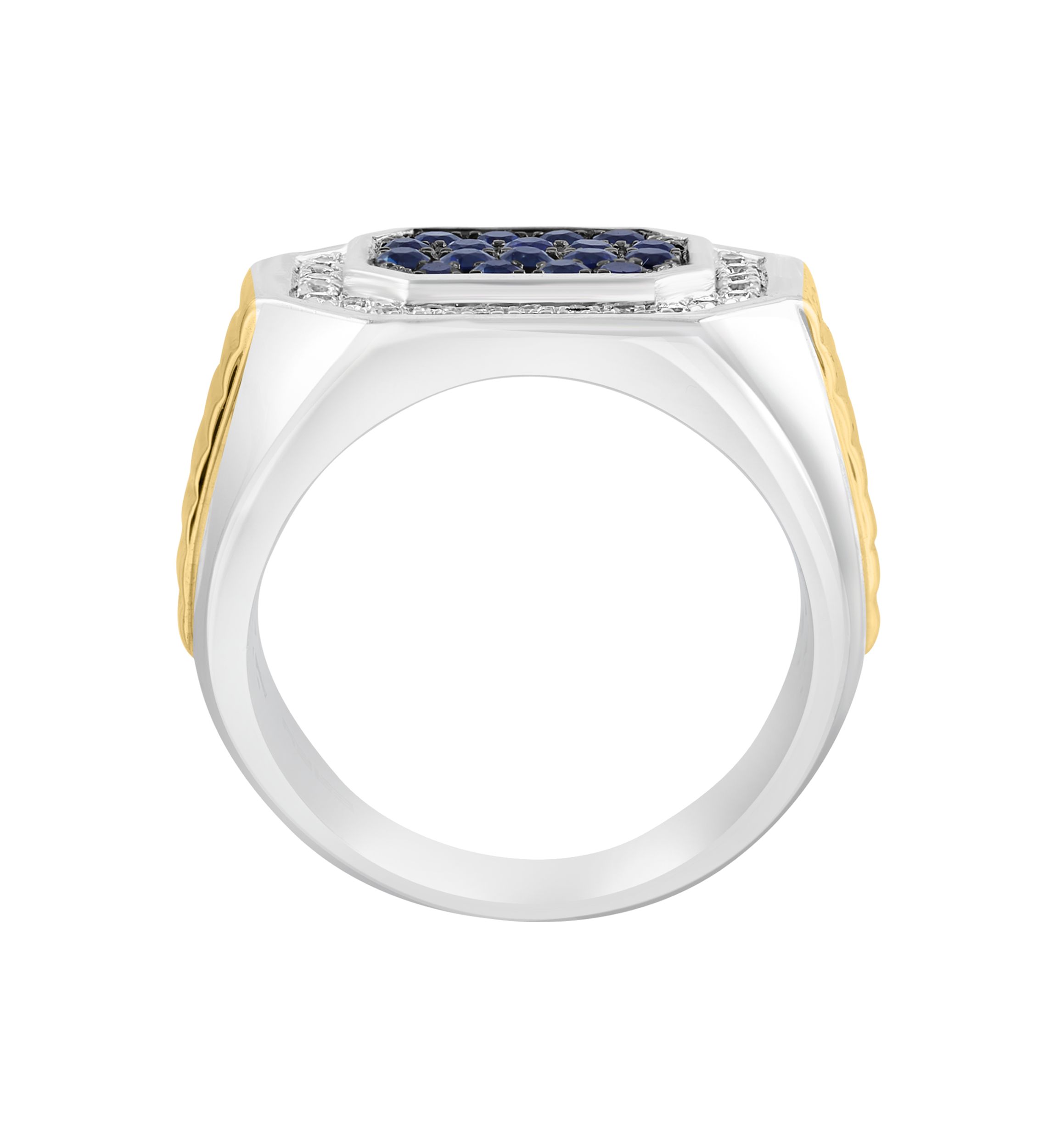 Mens Sapphire, White Sapphire Ring in Gold Over Sterling Silver