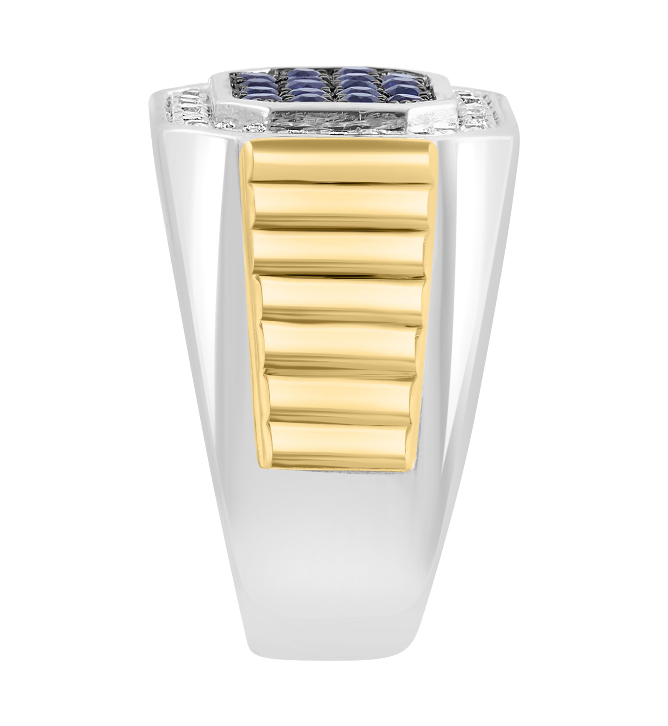 Mens Sapphire, White Sapphire Ring in Gold Over Sterling Silver