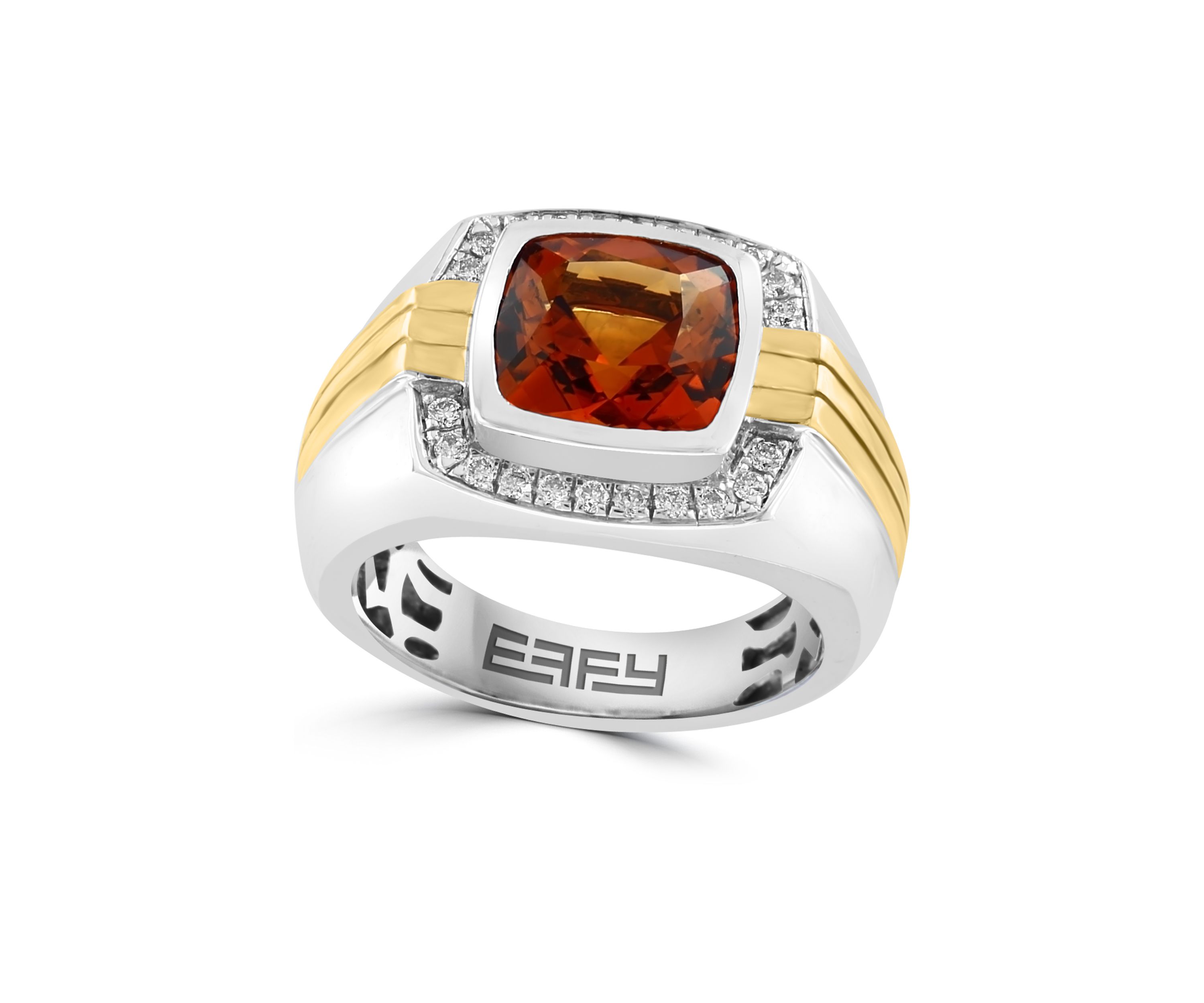 Sterling Silver/18K Yellow Gold Plated White Topaz, Madera Citrine Ring 