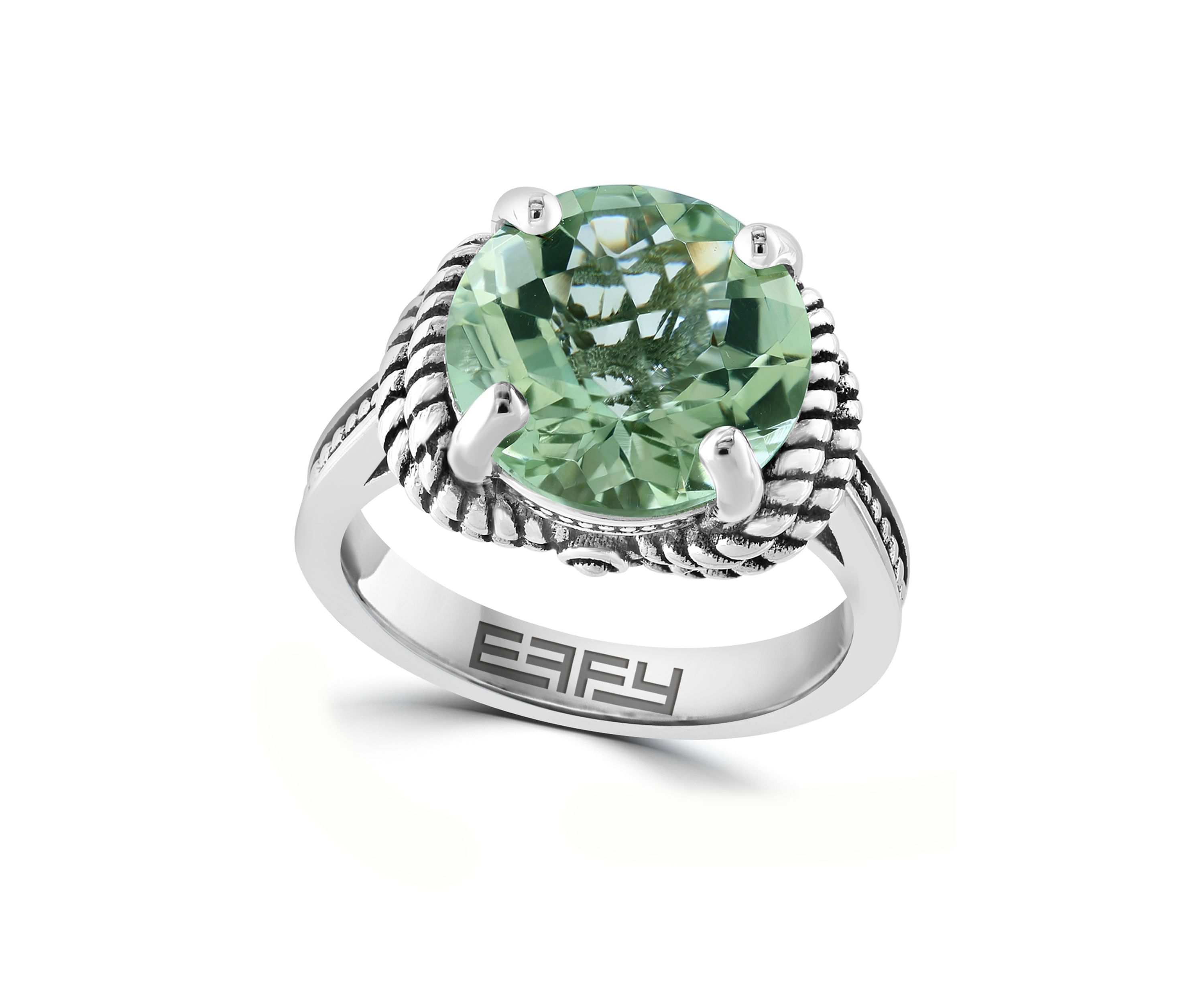 Green Cable Amethyst Ring in Sterling Silver
