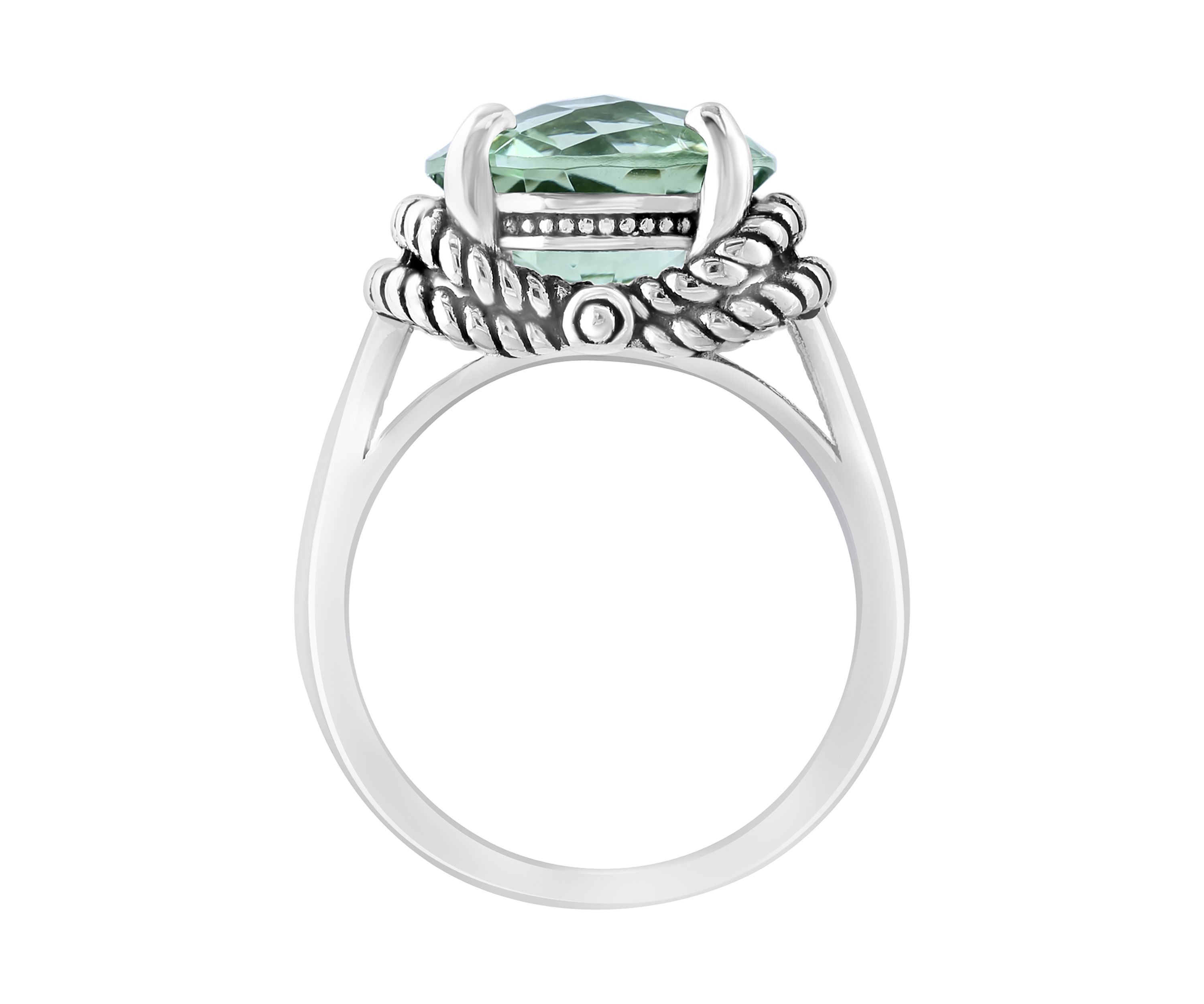 Green Cable Amethyst Ring in Sterling Silver