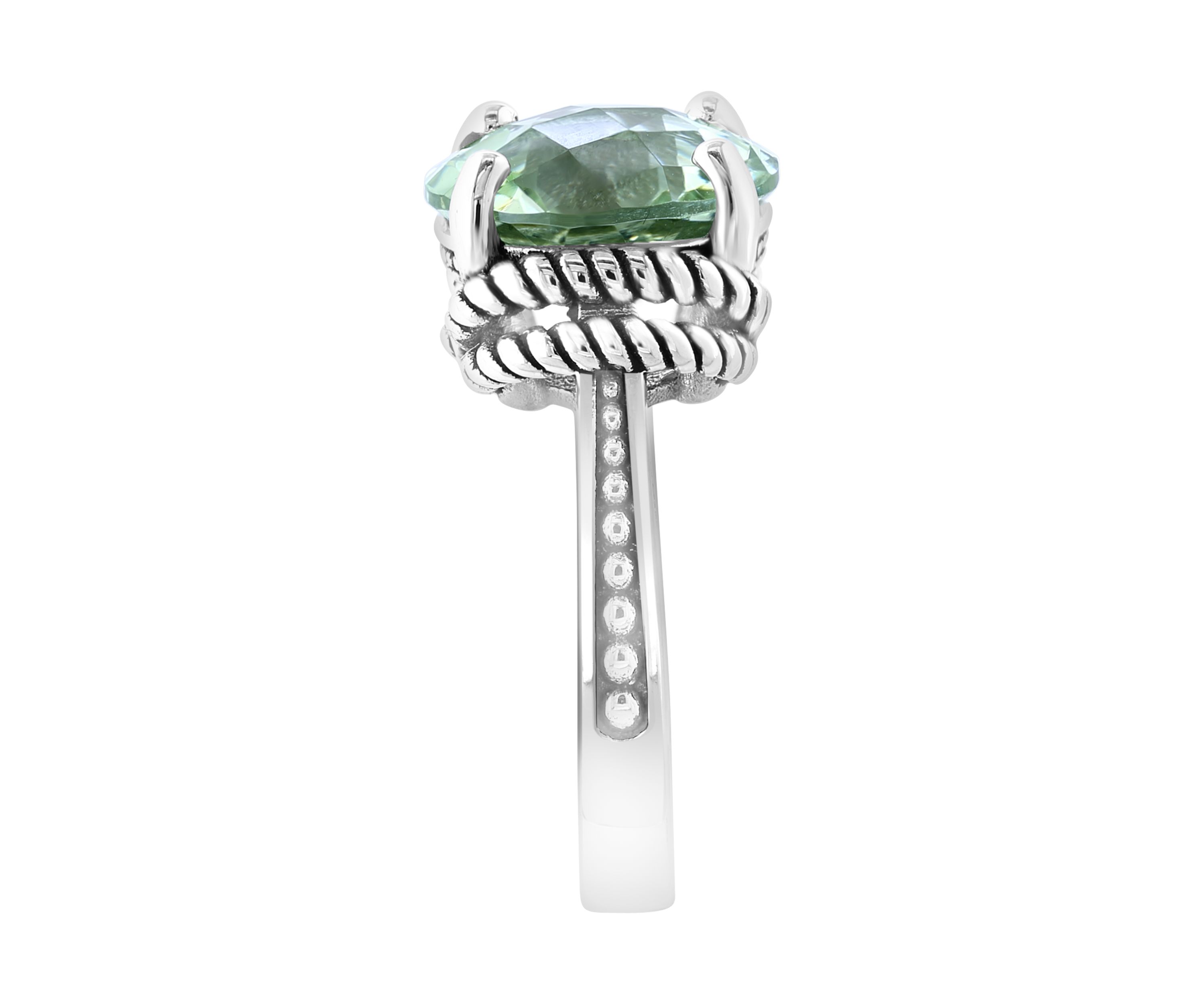 Green Cable Amethyst Ring in Sterling Silver