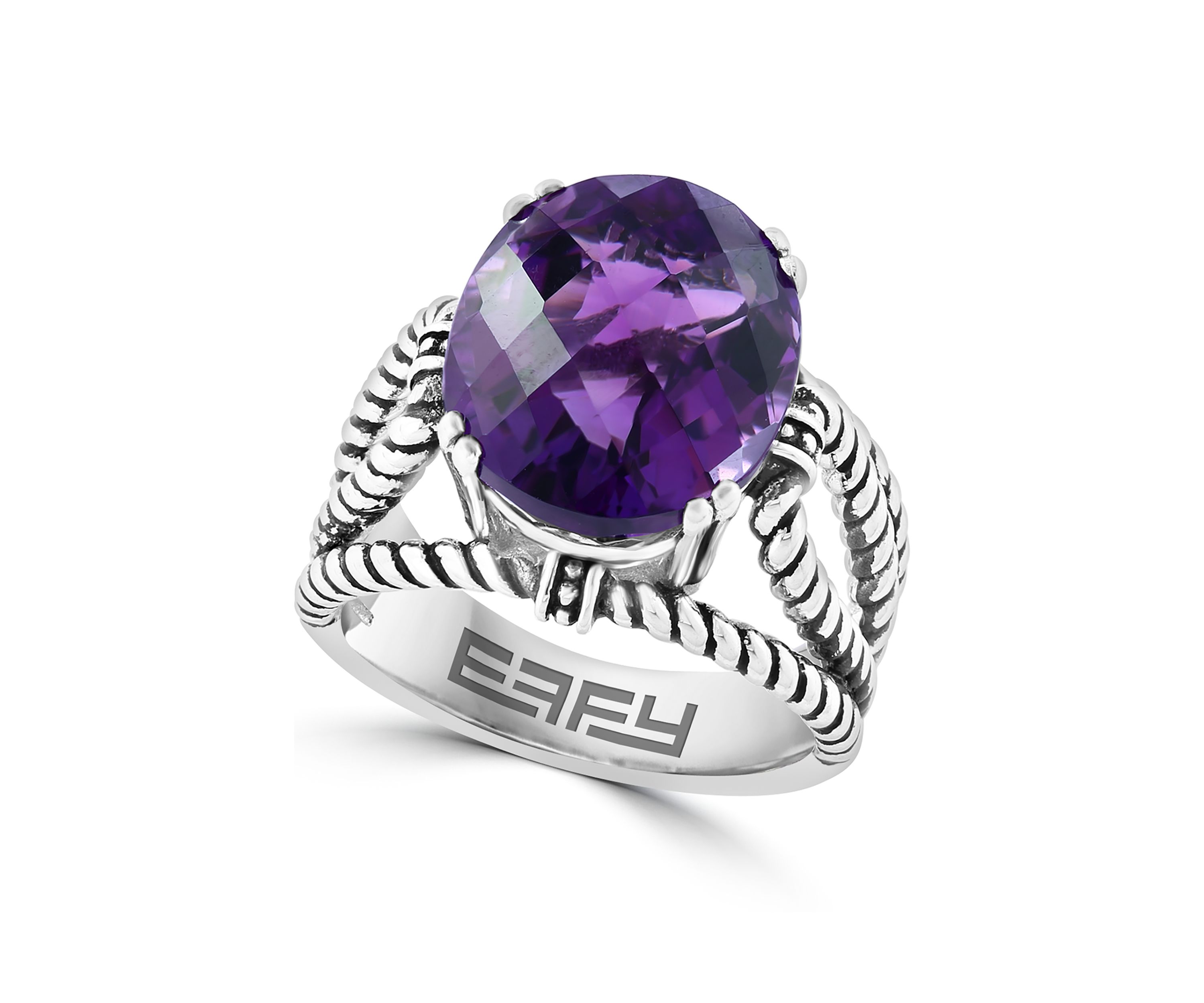 Amethyst Cable Ring in Sterling Silver