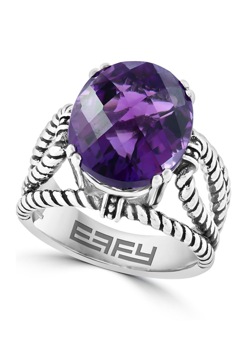 Amethyst Cable Ring in Sterling Silver