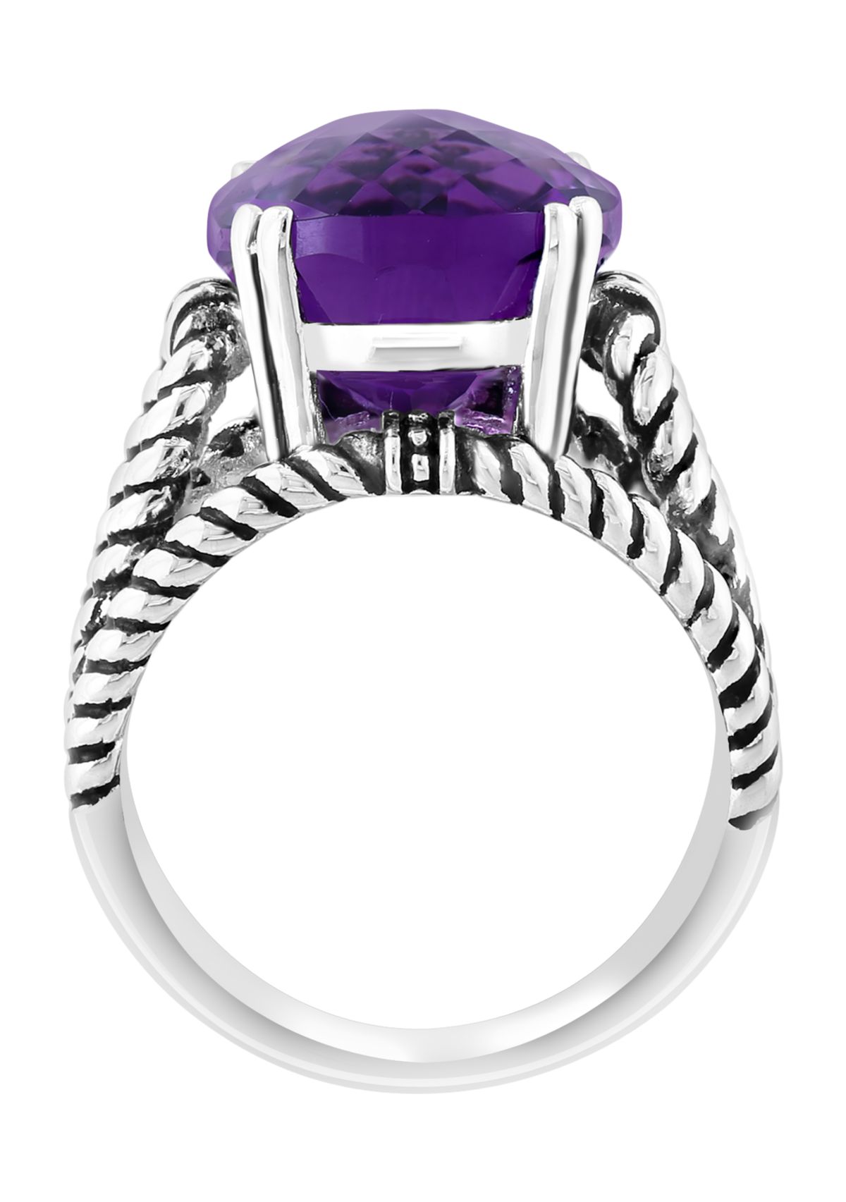 Amethyst Cable Ring in Sterling Silver