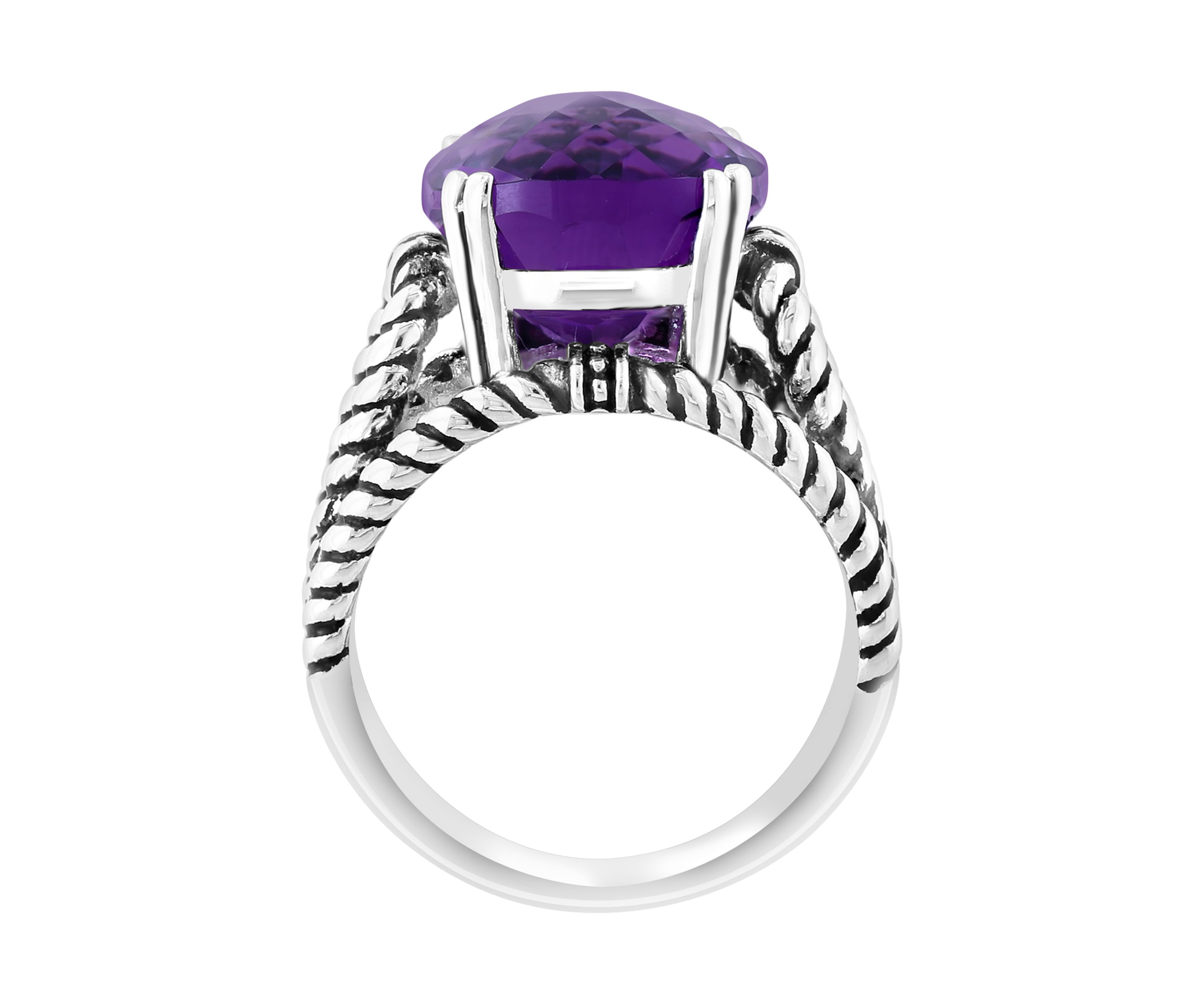 Amethyst Cable Ring in Sterling Silver