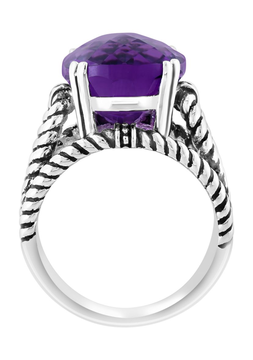 Amethyst Cable Ring in Sterling Silver