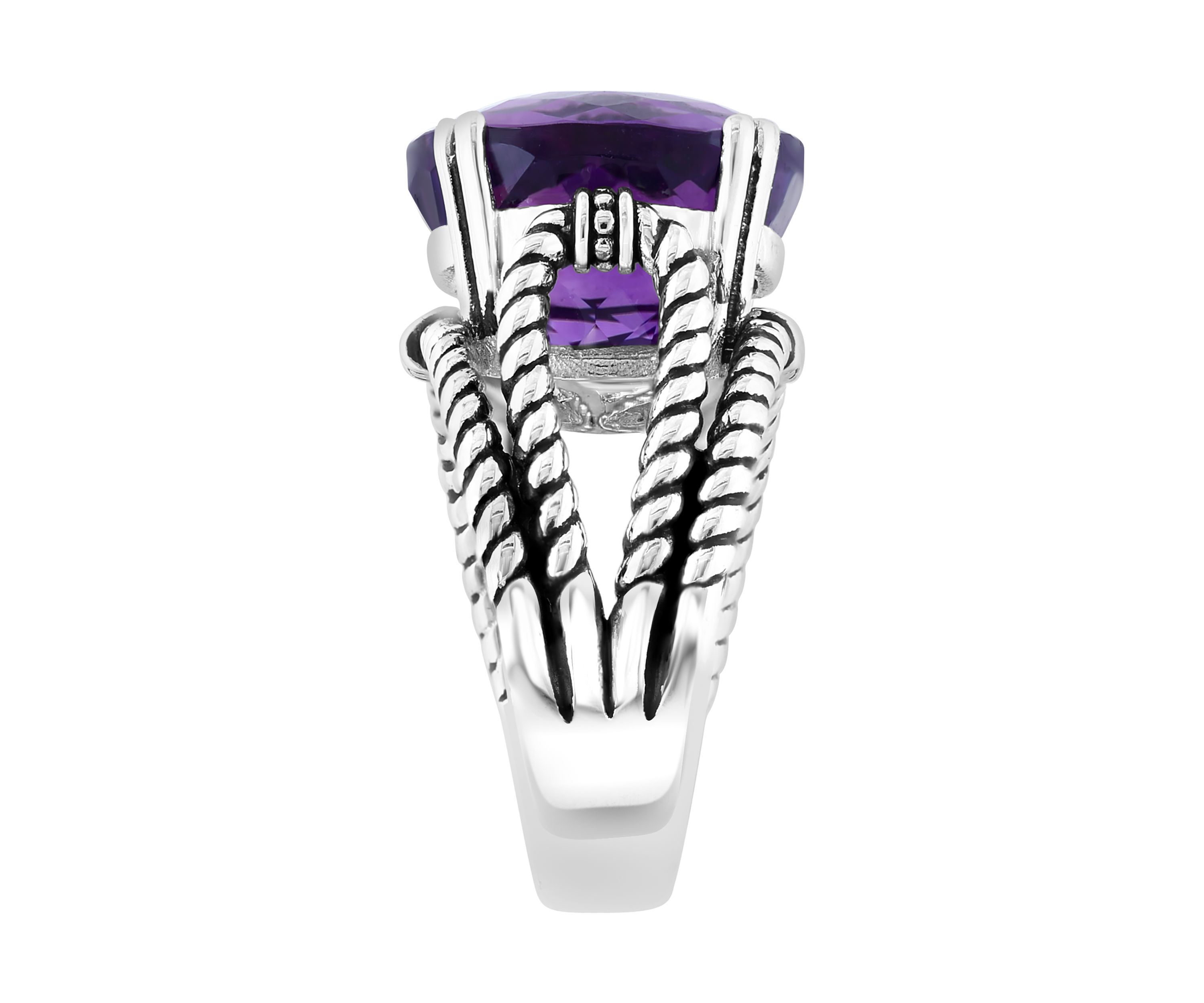 Amethyst Cable Ring in Sterling Silver
