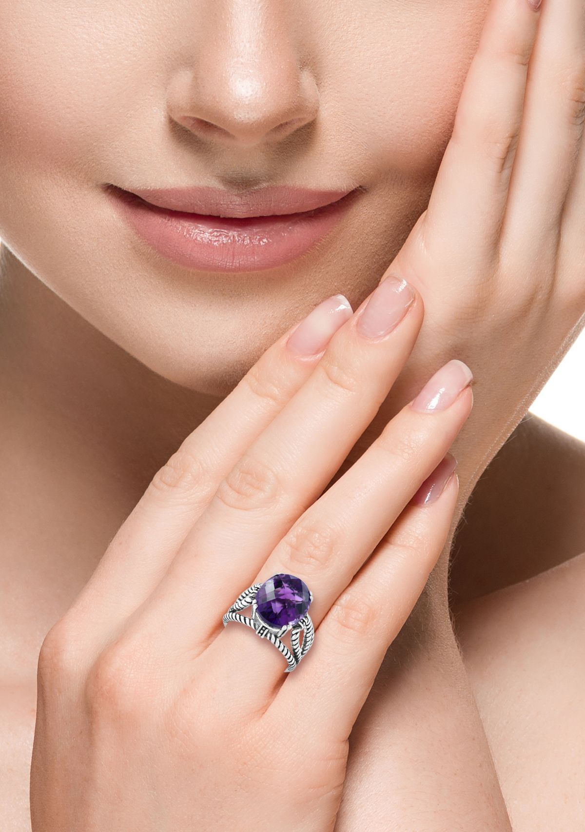 Amethyst Cable Ring in Sterling Silver