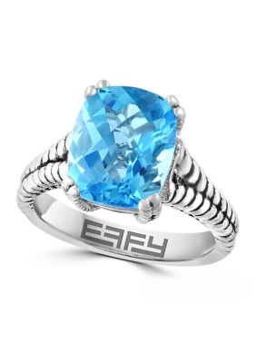 Effy Blue Topaz Cable Ring In Sterling Silver