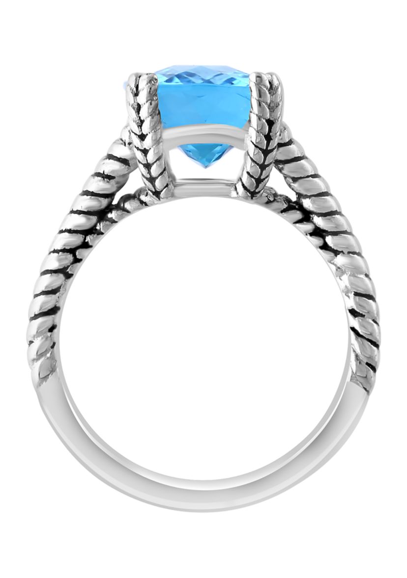 Blue Topaz Cable Ring in Sterling Silver