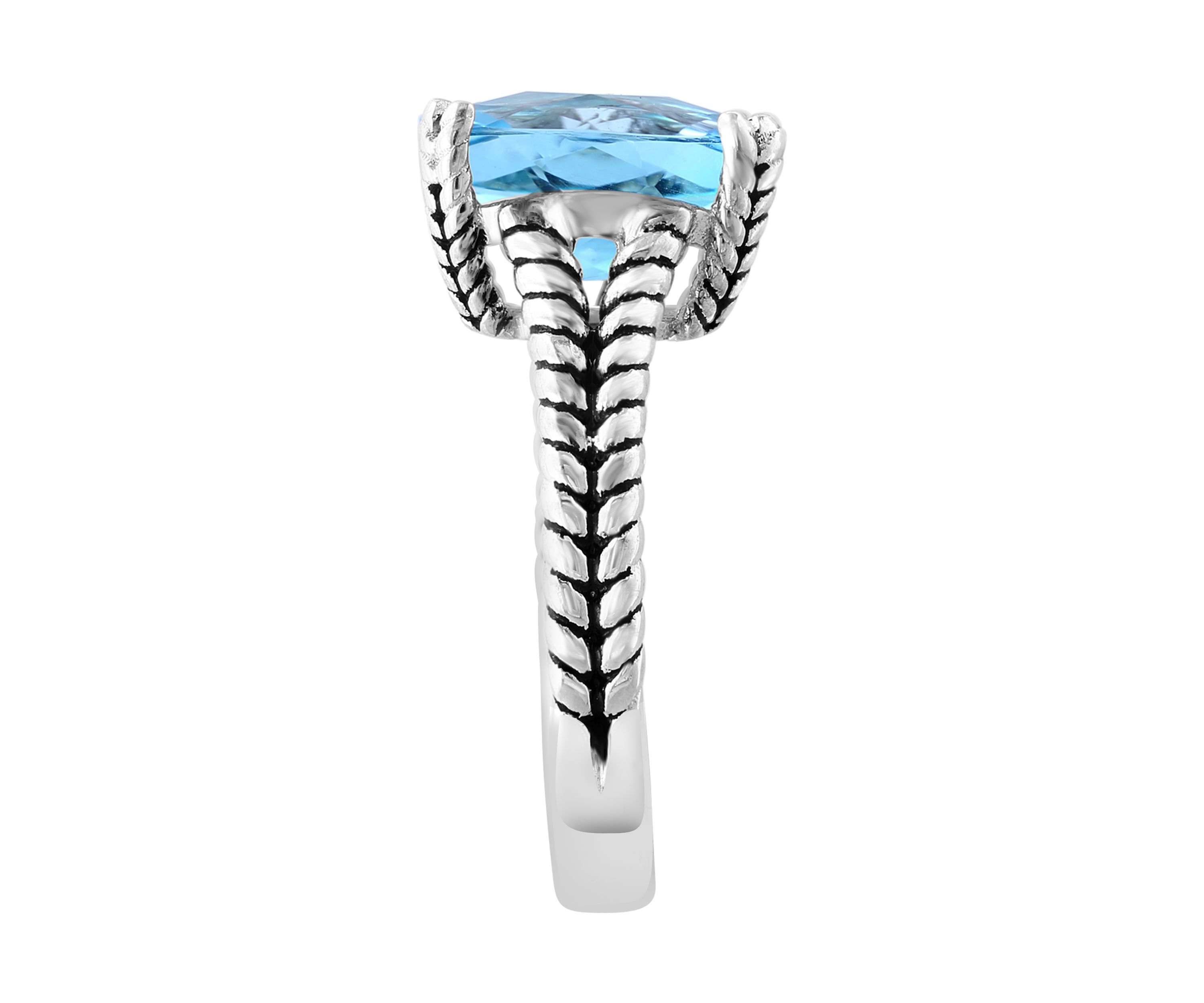 Blue Topaz Cable Ring in Sterling Silver