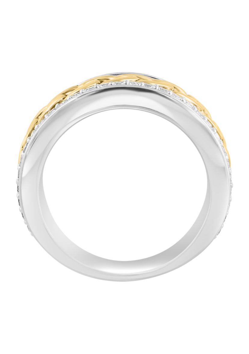 Mens White Sapphire Ring in Gold Over Sterling Silver