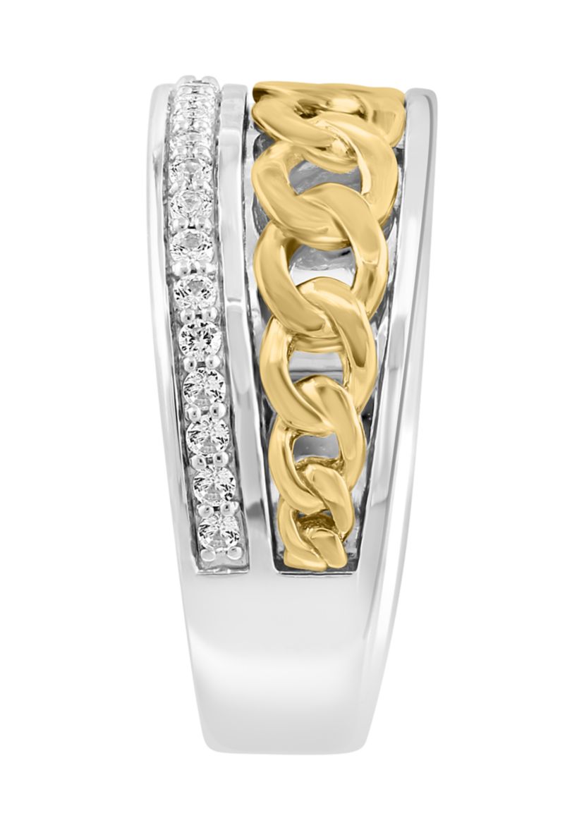 Mens White Sapphire Ring in Gold Over Sterling Silver