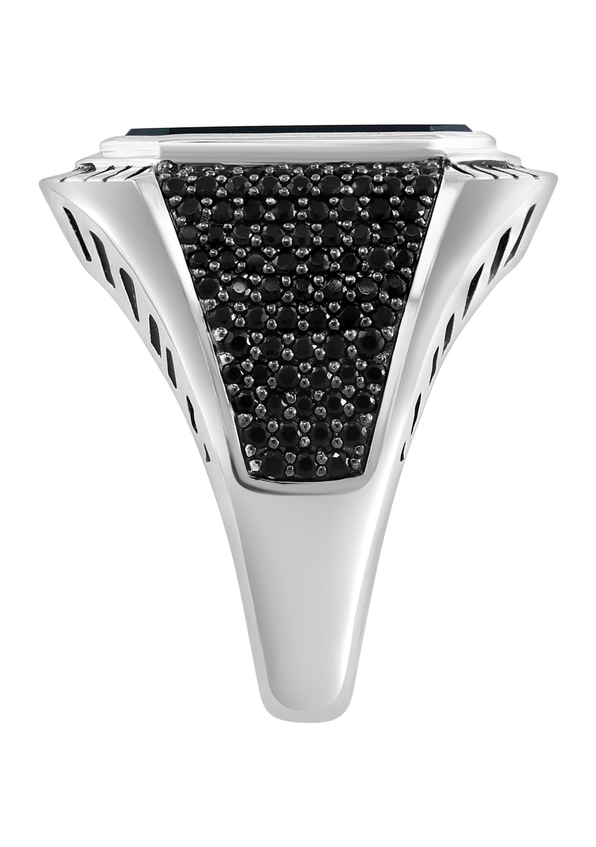 Mens Onyx and Black Spinel Ring in Sterling Silver