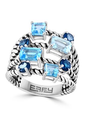 Effy Blue Topaz, London Blue Topaz, Sky Blue Topaz Cable Ring in Sterling Silver, 7