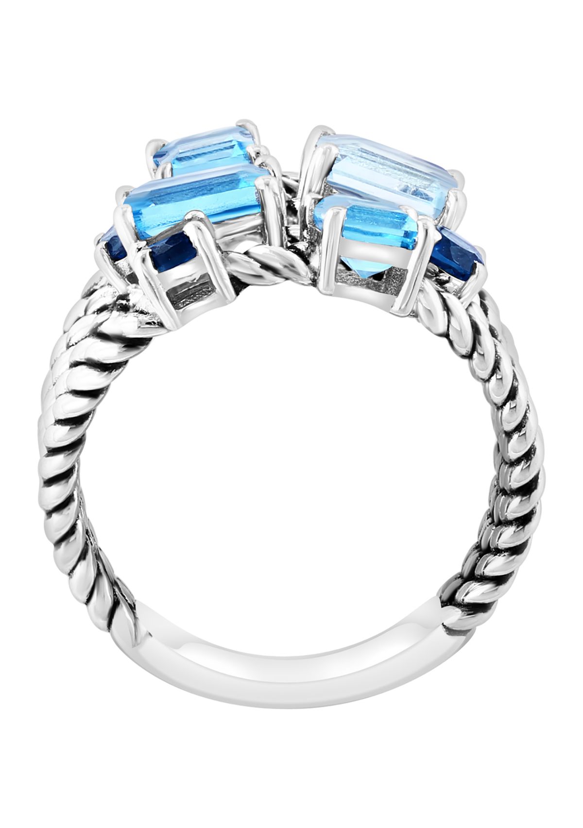 Blue Topaz, London Blue Topaz, Sky Blue Topaz Cable Ring in Sterling Silver
