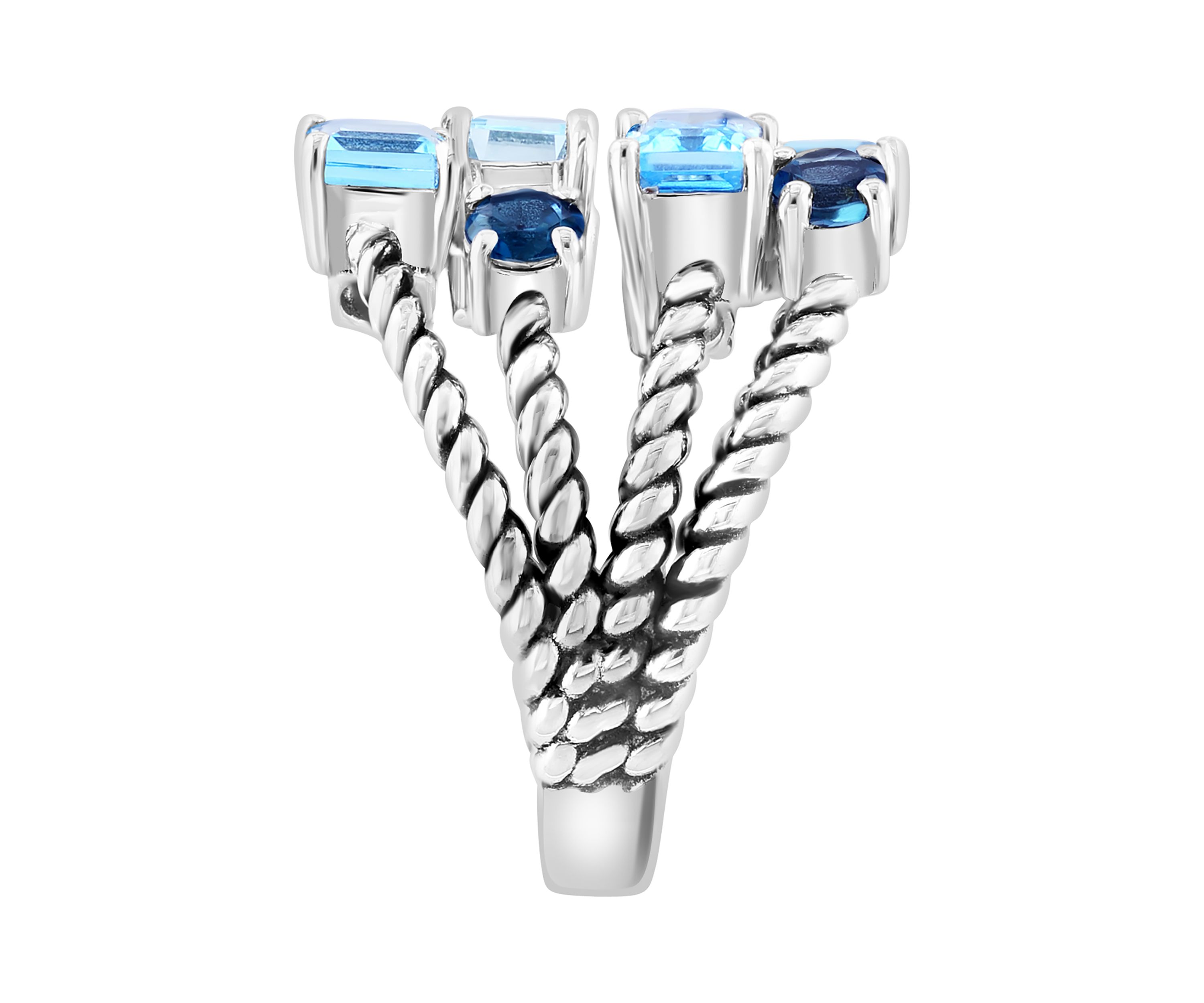 Blue Topaz, London Blue Topaz, Sky Blue Topaz Cable Ring in Sterling Silver